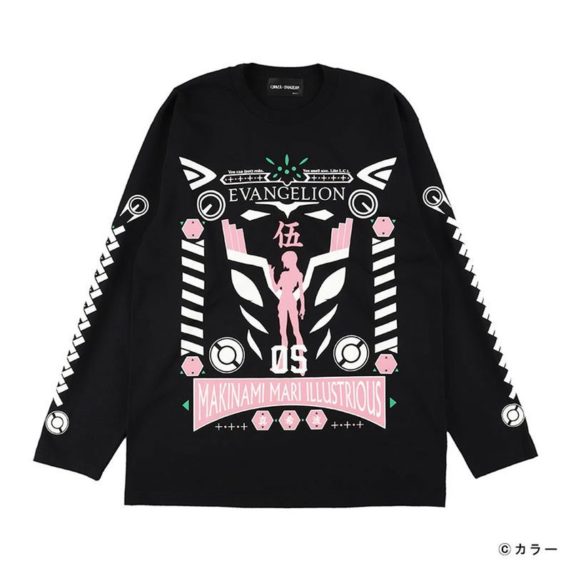 EVANGELION x QOOZA / LONG SLEEVE TEE -MARI2-Q0051 - 中性衛衣/T 恤 - 棉．麻 黑色