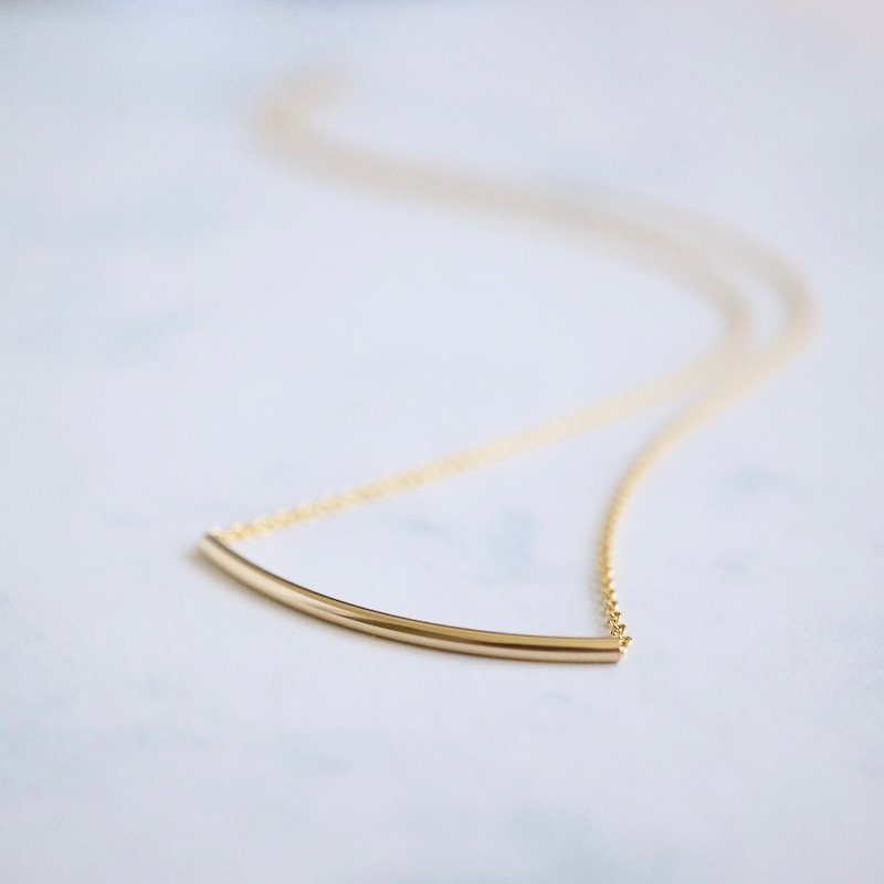 ITS-N105 [14KGF・Elbow] 14KGF Elbow Clavicle Chain Delicate Necklace - Necklaces - Precious Metals Gold