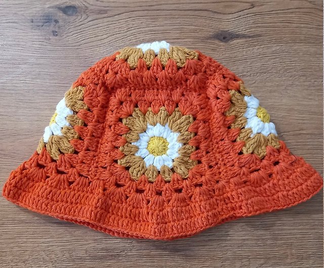 手作りかぎ針編み 夏帽子 水桶鉤針編織帽 木綿帽子 太陽帽 かぎ針編み 
