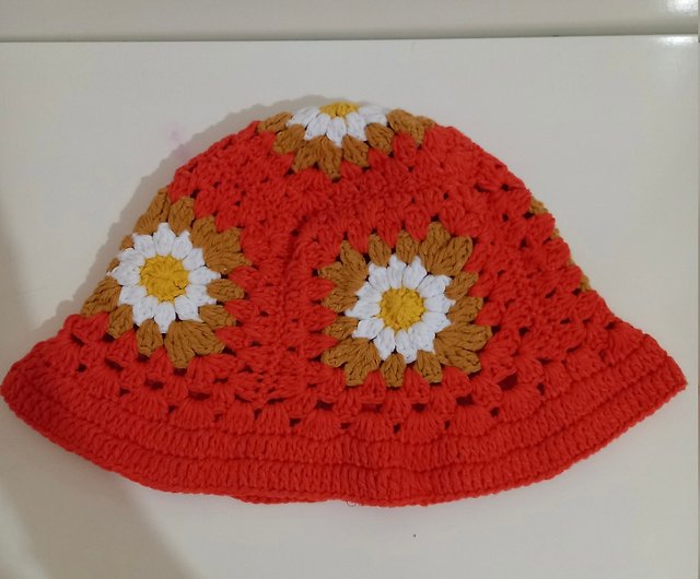 手作りかぎ針編み 夏帽子 水桶鉤針編織帽 木綿帽子 太陽帽 かぎ針編み 