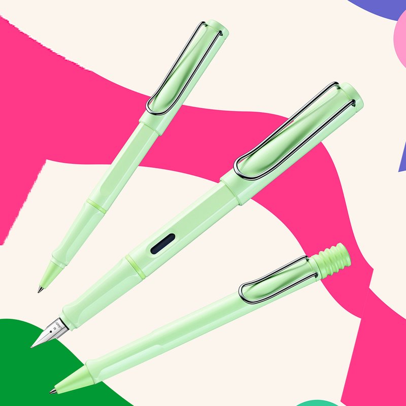 [Ray engraved characters] LAMY safari fountain pen ballpoint pen 3 single gift box-mint green - ปากกาหมึกซึม - พลาสติก สีเขียว