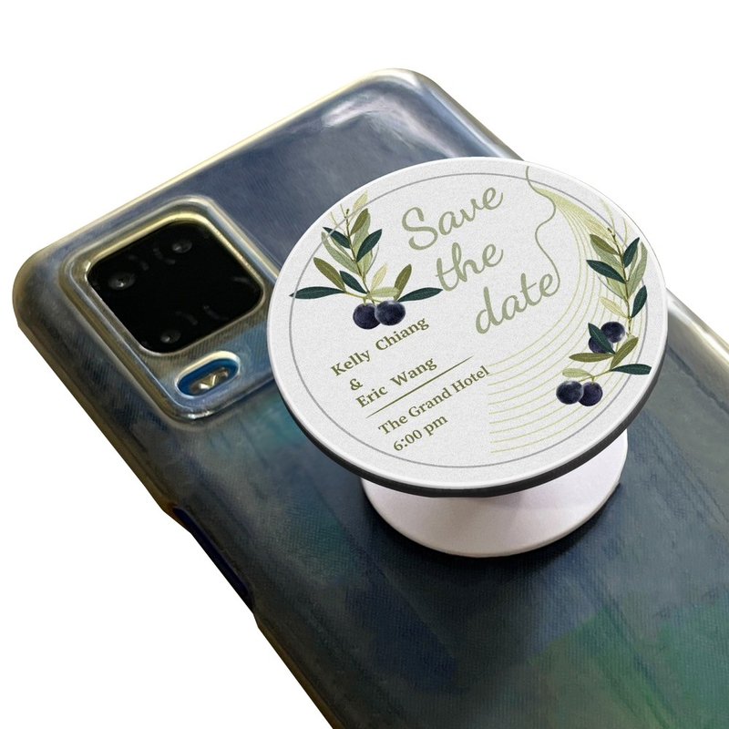 Wedding Day Round Phone Socket Green White Save the date Customization Gift - Phone Stands & Dust Plugs - Plastic Multicolor