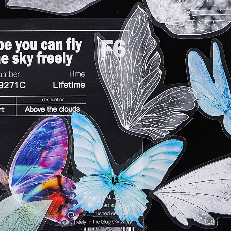 Infeel.Me暖かい空気の甘くて涼しい毎日のカラフルな蝶の羽のバブルショッピングバッグペット透明手アカウントステッカーバッグ - シール - 紙 