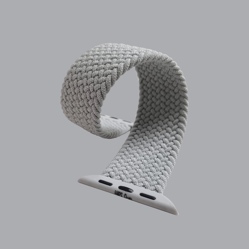 HAPS Chap. Light grey nylon braided elastic Apple Watch strap - สายนาฬิกา - ไนลอน สีเทา