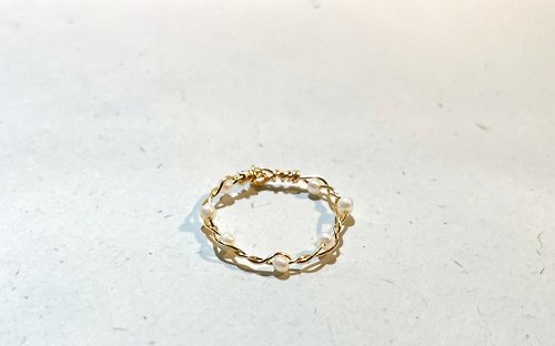 jyu5（羽） 編織淡水珍珠戒指