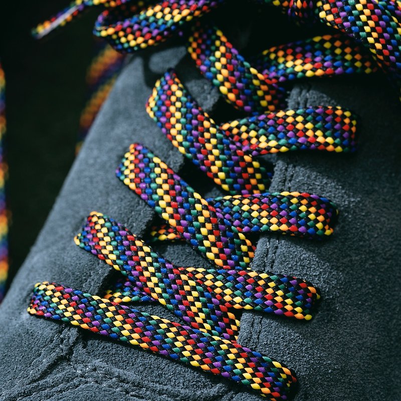 เส้นใยสังเคราะห์ อื่นๆ สีดำ - Original shoelace rainbow flag sling LGBT Flat Shoelace designed and produced in Taiwan