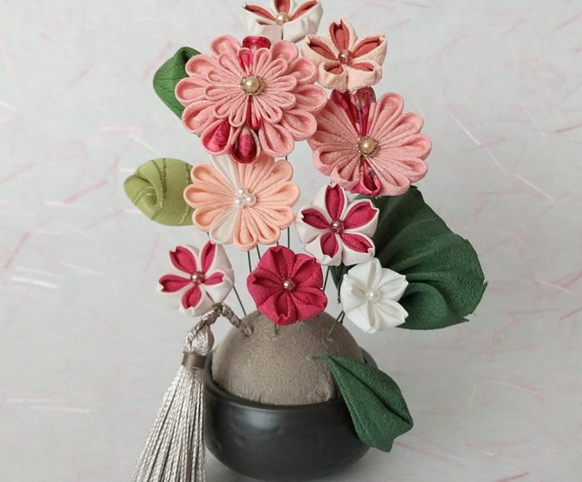 つまみ細工 フラワーリース 紫陽花リース2 ハンドメイド