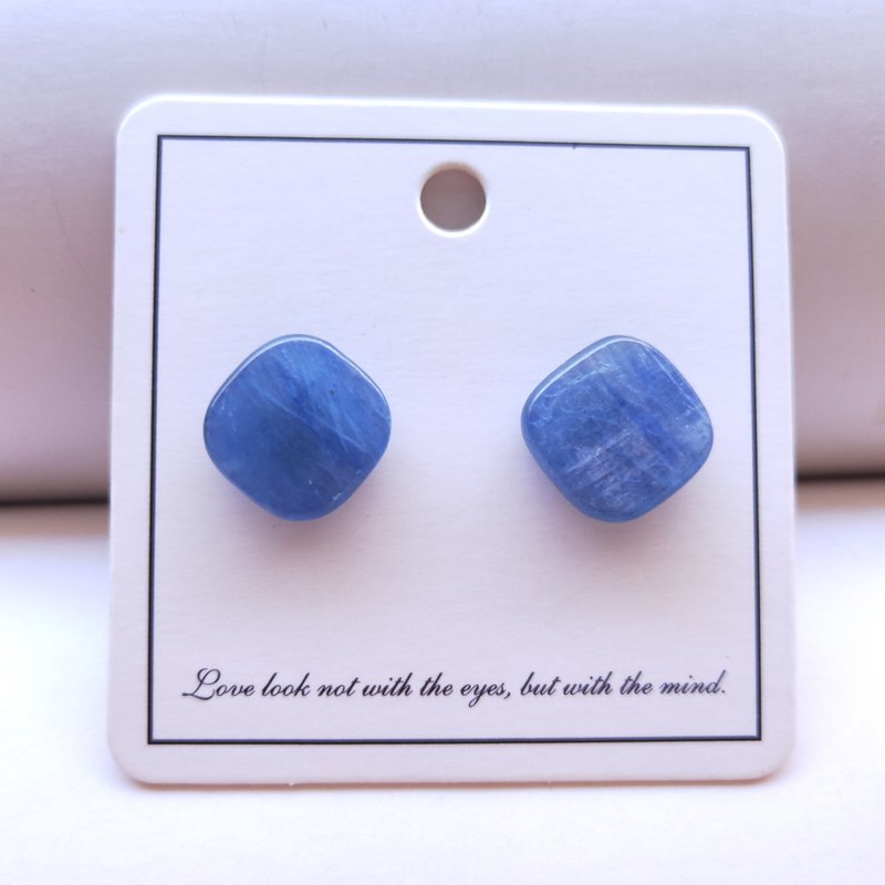 Kyanite Earrings Natural Stone Ear Studs - ต่างหู - วัสดุอื่นๆ 