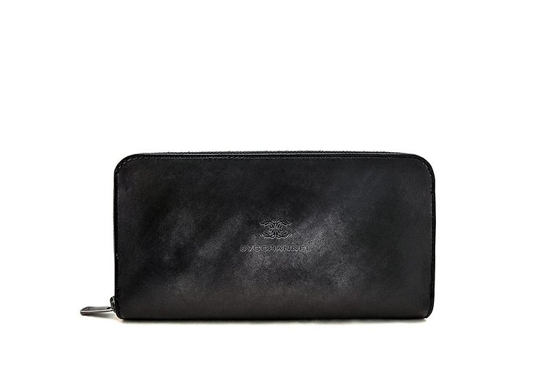 ACROMO Black Zip Around Wallet - กระเป๋าสตางค์ - หนังแท้ สีดำ