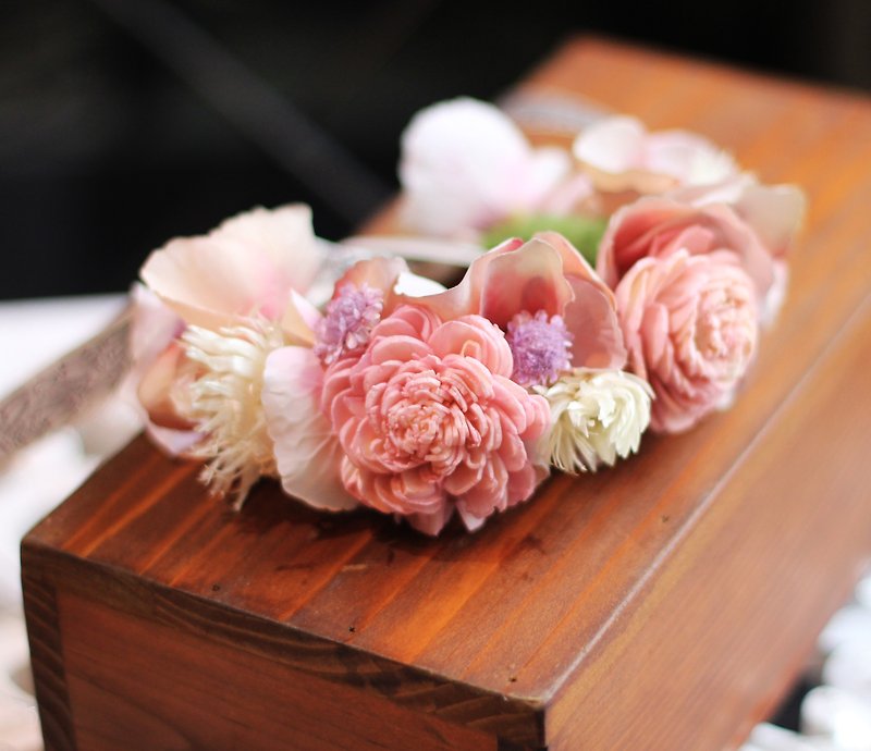手首の花[ドライフラワーと造花シリーズ]サンローズ（ピンク） - ブレスレット - 紙 ピンク