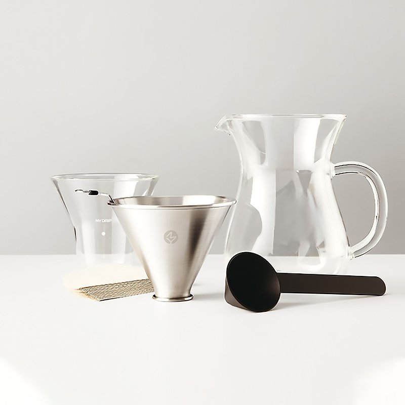 MY DRIP CD02 CD04 hand punch set filter paper + coffee glass pot - Coffee Pots & Accessories - Glass Transparent