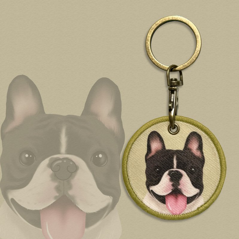 French Bulldog  key chain - ที่ห้อยกุญแจ - วัสดุอื่นๆ สีกากี