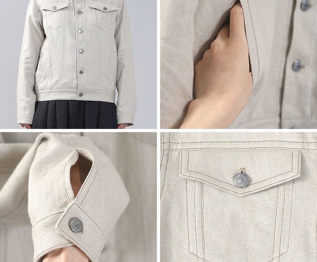 FLAX リネンジャケット　linen フード FLAX リネンジャケット linen フード（レディース 古着 FLAX