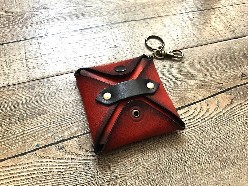 POPO│square space│coin purse│real leather - Coin Purses - Genuine Leather Red