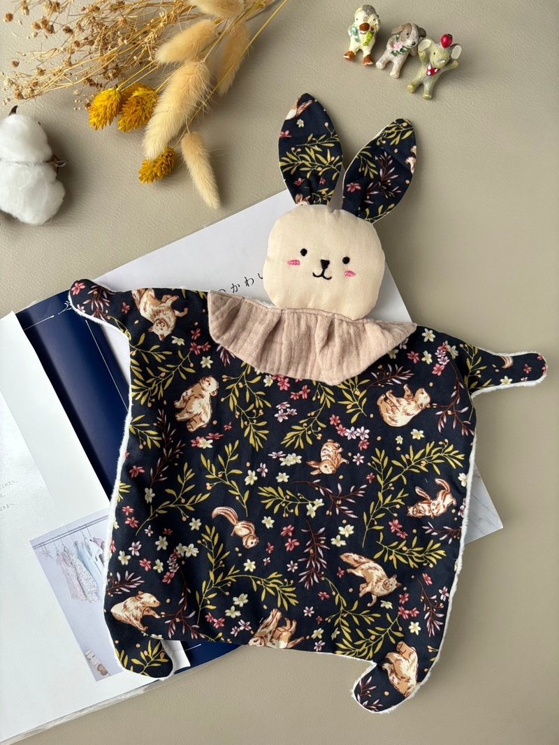 Bunny Soothing Cloth-Dark Blue Little Forest Korean Pure Cotton Cloth Slobber Cloth - Kids' Toys - Cotton & Hemp Black