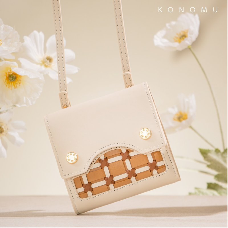 KONOMU || TEPU - WHITE CREAM  || Wallet Bag || With Strap - 銀包 - 真皮 白色