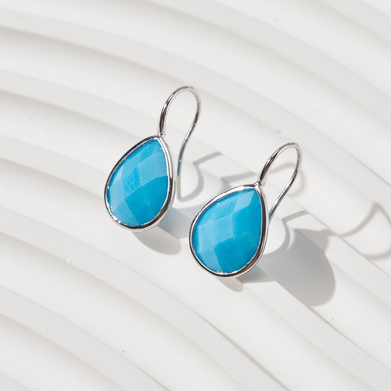 剔透水滴耳環 (共四色) - 耳環/耳夾/耳骨夾 - 銅/黃銅 藍色