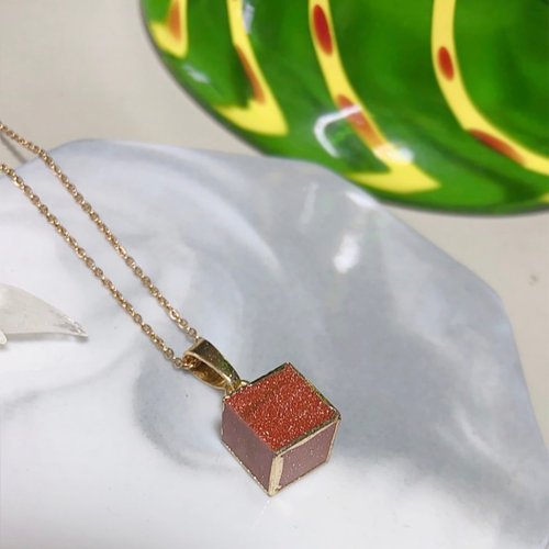 Forge Jewelry 打鐵所飾品 \特賣會/ 僅有一個 橘紅金沙石水晶鑲嵌 14k金項鍊 可調式 天然