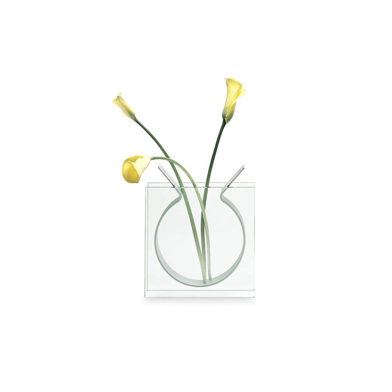 美國 MoMA 絲帶花瓶簡約插花花器 透明玻璃金屬 現代風擺件裝飾 - 花瓶/花器 - 玻璃 透明