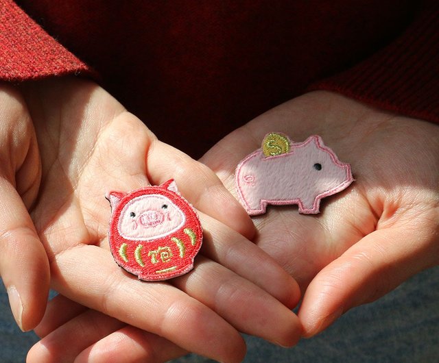 UPICKオリジナルの生活かわいいペット子豚の刺繍ブローチ小さな