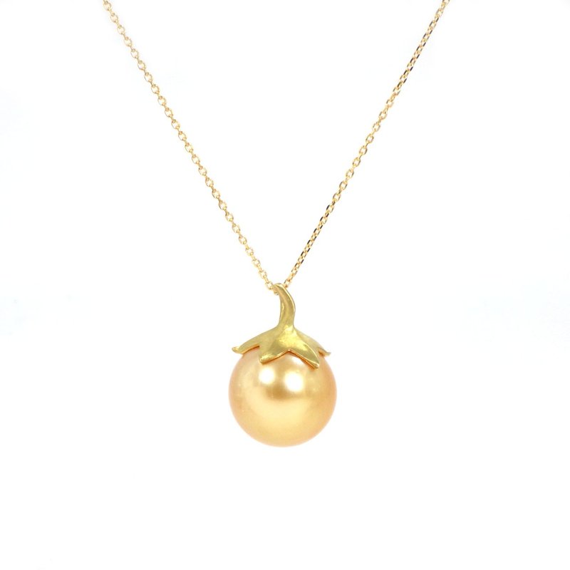 Pendant Kamo-nasu eggplant Golden South Sea pearl　13.9mm K18YG - สร้อยคอ - ไข่มุก 