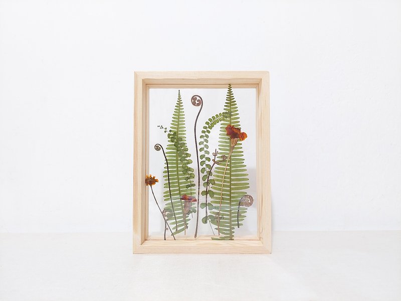 【Pressed flower photo frame】Real flower embossed fern tropical plant gift interior decoration / A5 - ของวางตกแต่ง - พืช/ดอกไม้ 