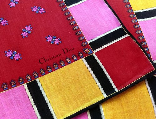 orangesodapanda Christian Dior Vintage Handkerchief Women Handkerchief 18.5 x 18.5