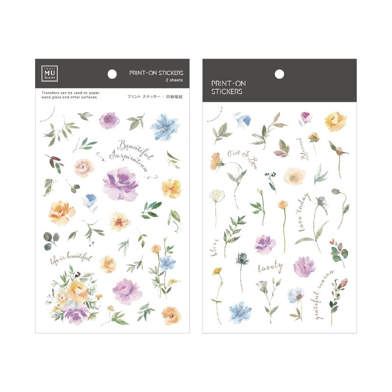 【Print-On Stickers 轉印貼紙】no.249-胭紫沁夏 | 花草系列 - 貼紙 - 其他材質 多色