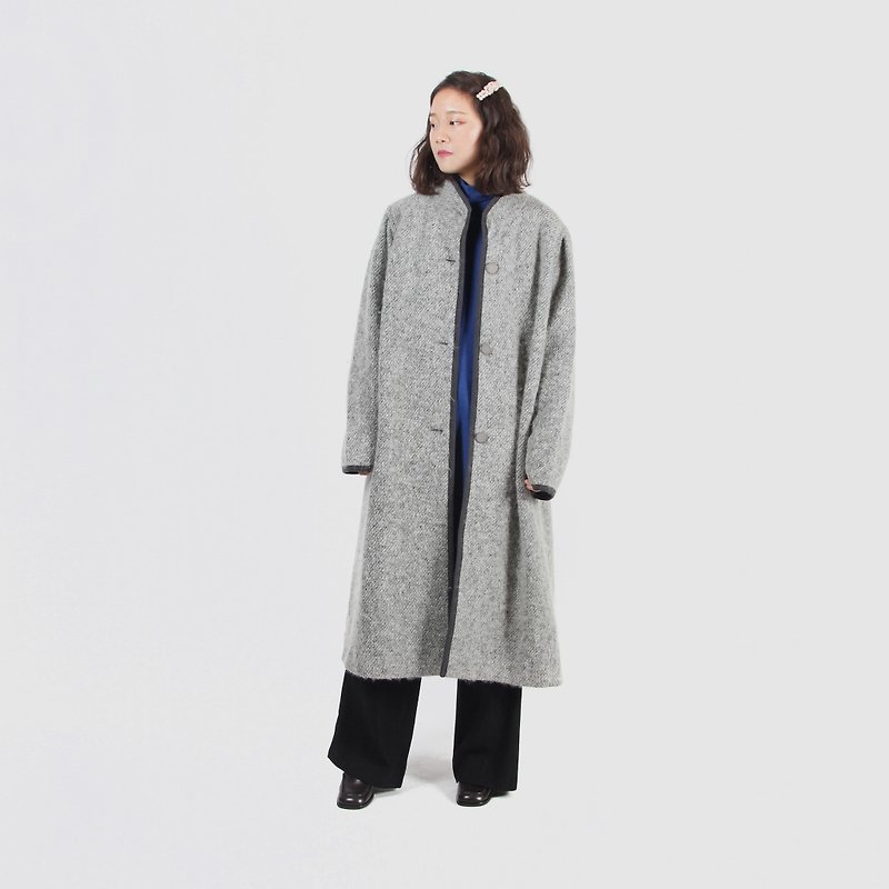 [Egg plant ancient] Shuya woolen material vintage coat - Women's Casual & Functional Jackets - Wool Gray