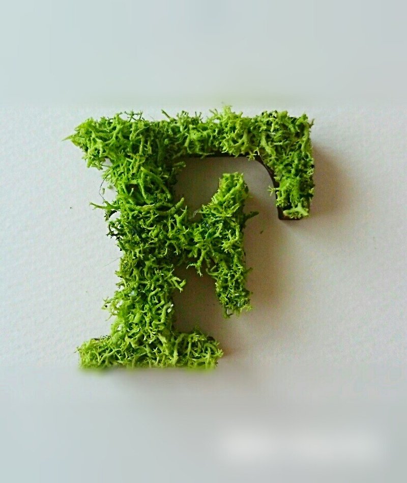 木製アルファベットオブジェ(モス)5cm/F×1点 - 置物 - 木製 グリーン