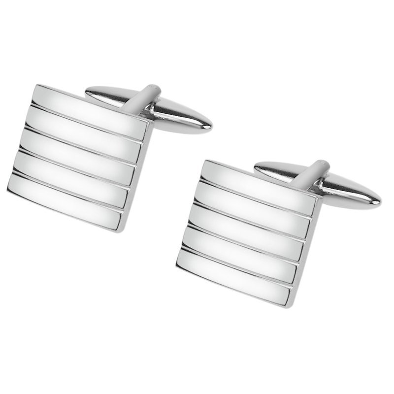 Silver Etched Lines Cufflinks - Cuff Links - Other Metals Silver