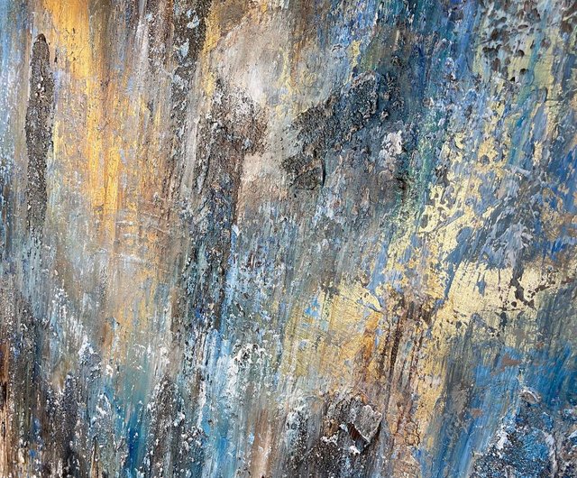 キャンバス上の抽象的な金の絵画現代金箔アートアクリル絵画