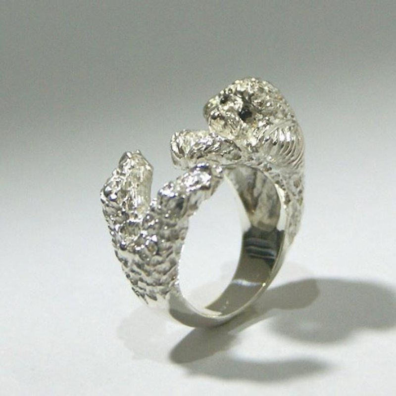 Poodle clinging ring - General Rings - Other Metals Silver