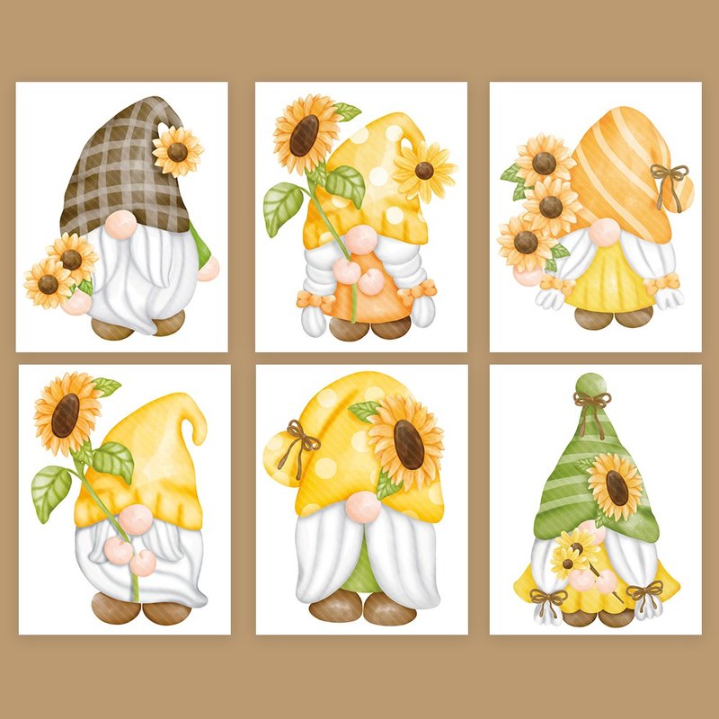 ground fairy - sunflower 6 types mix (honne market) - 貼紙 - 紙 黃色