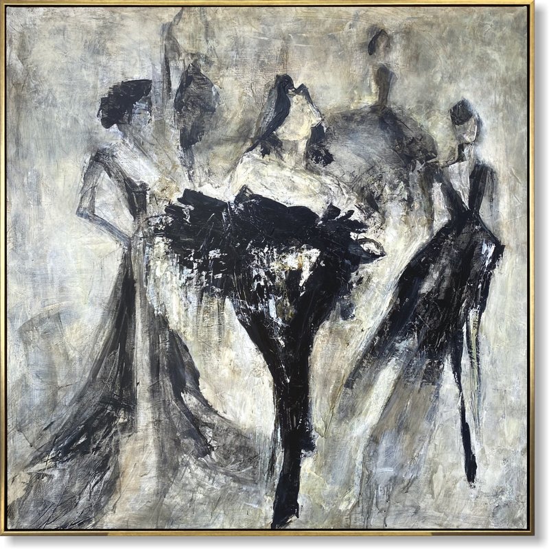 Figurative Painting Fashion Painting Textured Wall Art Trendy Wall Art - 壁貼/牆壁裝飾 - 壓克力 灰色