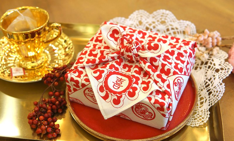 婚禮小物 喜 包裹巾小禮盒  3包裝X20盒  立體茶包結婚禮物 - 茶葉/茶包 - 棉．麻 紅色