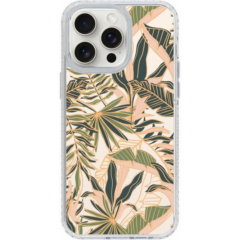 Tropical Leaves iPhone16 Samsung S25 氣墊防摔標準鏡面手機殼 - 手機殼/手機套 - 塑膠 多色