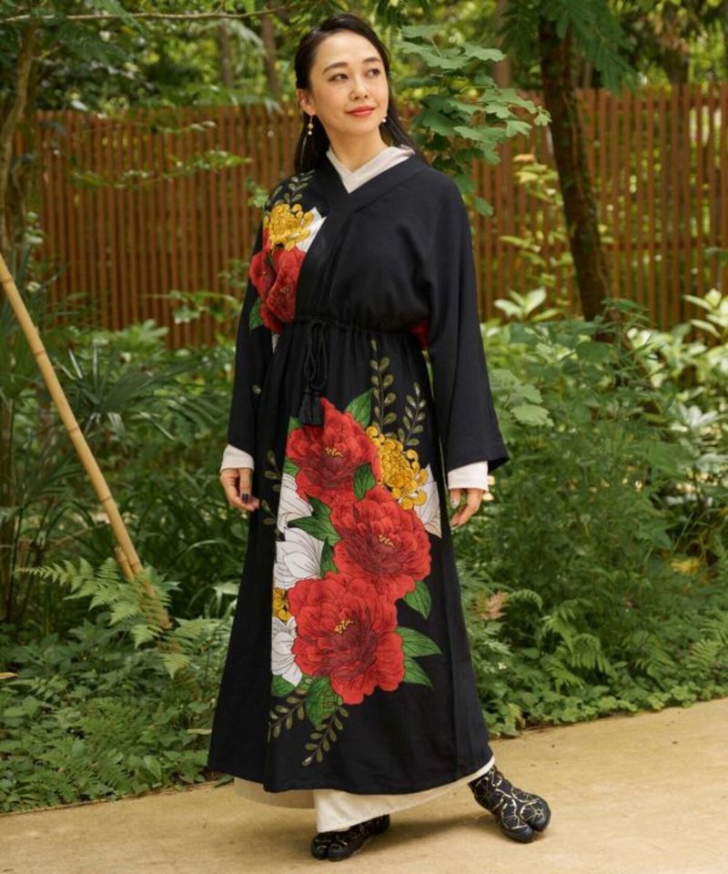 【熱門預購】和風菊花牡丹收腰羽織 罩衫開襟衫 (3色) 7IA-4311 - 女大衣/外套 - 其他材質 