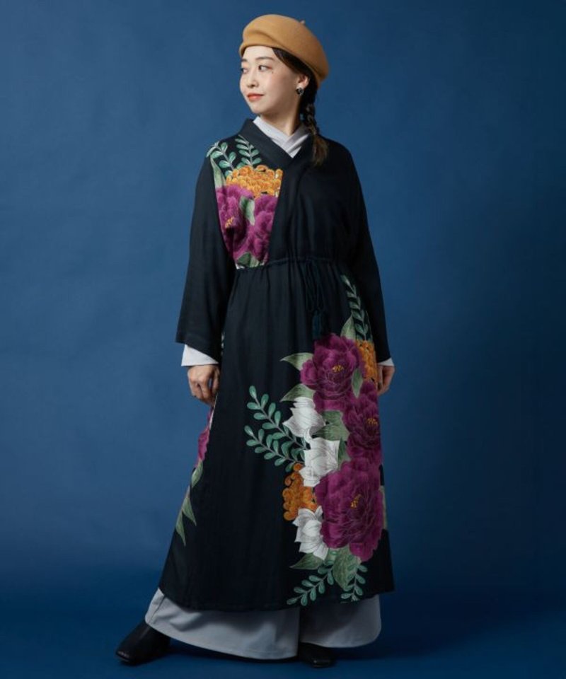 【熱門預購】和風菊花牡丹收腰羽織 罩衫開襟衫 (4色) 7IA-4311 - 女大衣/外套 - 其他材質 