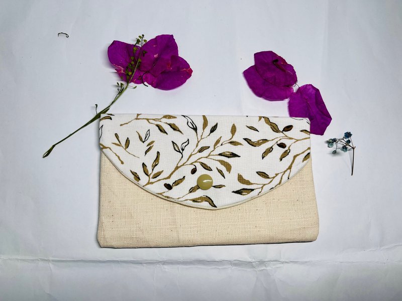 Korean cloth original design temperament plant design small bag - กระเป๋าใส่เหรียญ - ผ้าฝ้าย/ผ้าลินิน ขาว