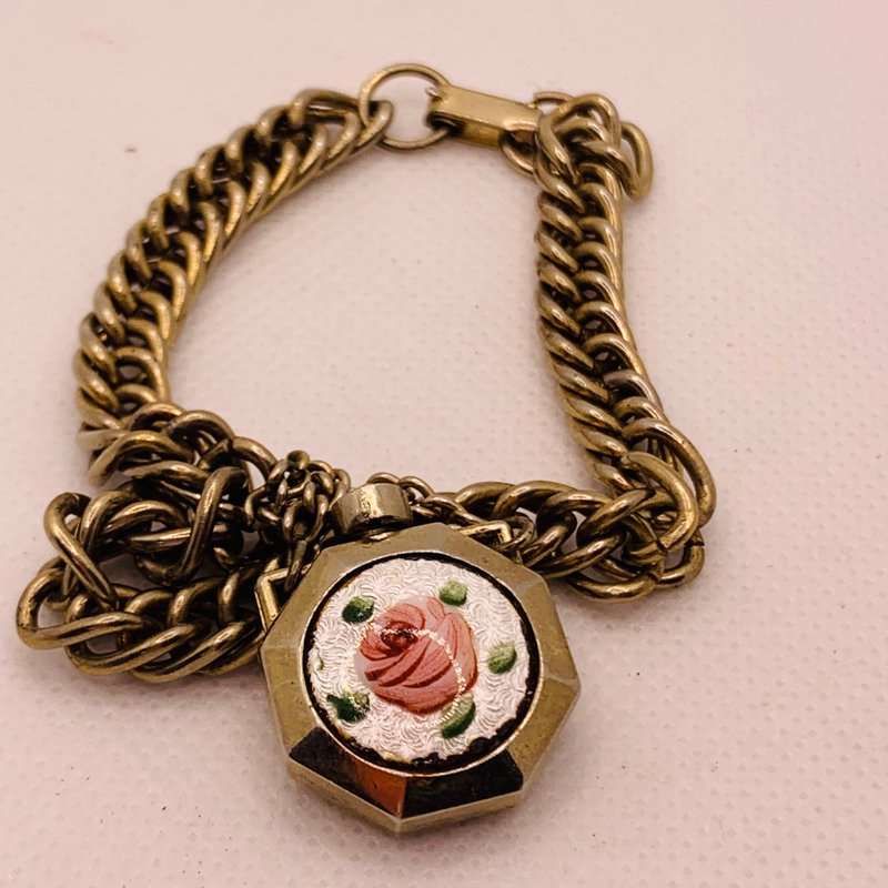 Vintage Floral Enamel Perfume Bottle Bracelet - สร้อยข้อมือ - วัตถุเคลือบ 