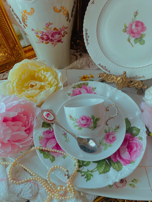 フランス　アンティーク　　ピンク　手描き　薔薇　カップ フランス アンティーク ピンク 手描き 薔薇 カップ フランス