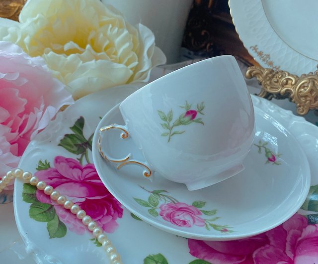 フランス　アンティーク　　ピンク　手描き　薔薇　カップ フランス アンティーク ピンク 手描き 薔薇 カップ フランス