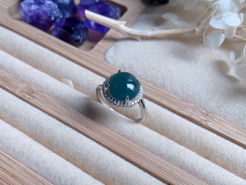 Pine St. Jewelry 松樹街輕奢珠寶 925銀 天然藍水 A貨瓜地馬拉 翡翠 大蛋面戒指
