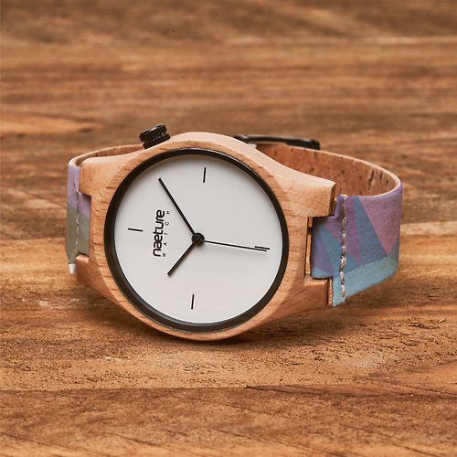 monogatari-japan アウトレット レディース 木製腕時計 Naeturewatch-STELLA ブナの木とコルクから作られたカスタマイズ可能なアクセサリー腕時計