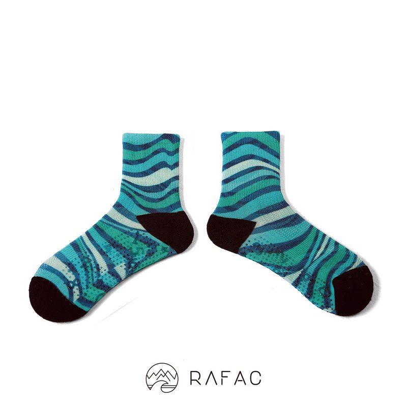 快速出貨 #RAFAC 時髦運動中筒童襪 _ 綠波浪 - 襪子 - 環保材質 綠色