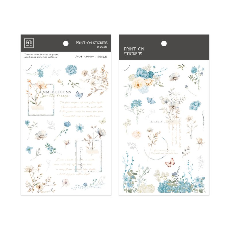 【Print-On Stickers 轉印貼紙】no.268 | 花草系列 - 貼紙 - 其他材質 藍色