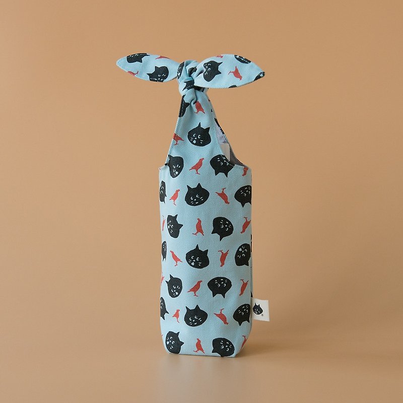 兔耳水壺袋/にゃー x inBlooom 天空藍 - 飲料提袋/杯袋/杯套 - 棉．麻 藍色