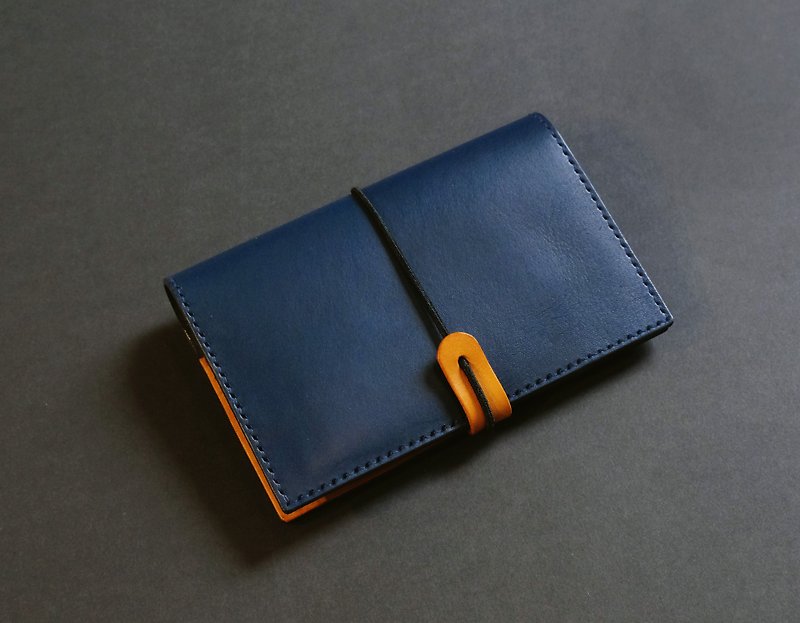 Small passport holder in handmade vegetable tanned leather with rope - Passport Holders & Cases - Genuine Leather Black