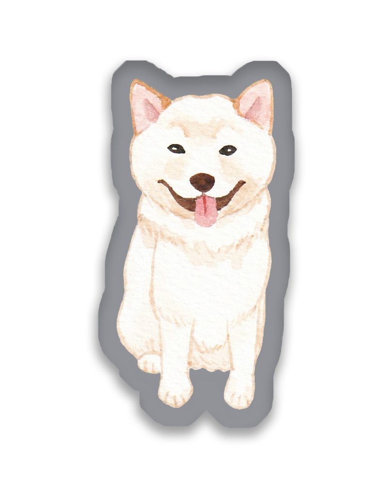 柴犬 白柴 小狗 抱枕 咕𠱸 - 枕頭/抱枕 - 棉．麻 多色